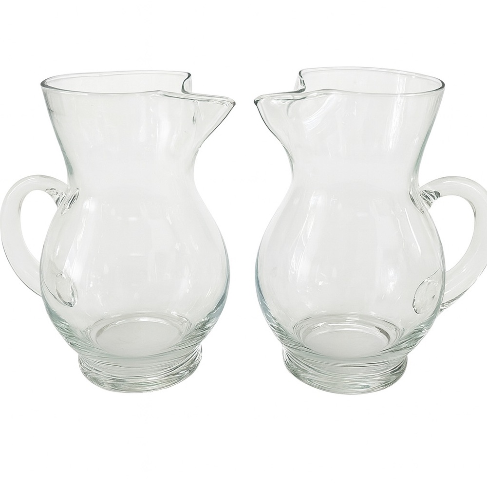 Set of 2 Clear Glass 5.75” Pitchers – Creamer / Syrup / Water